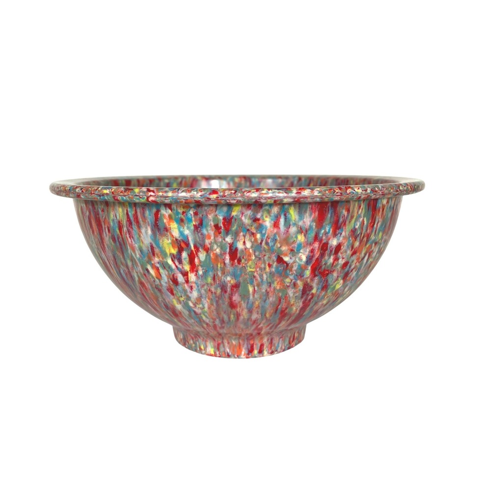 Vintage Texasware Dinnerware Mixing Bowl Red Blue Confetti Rare Retro